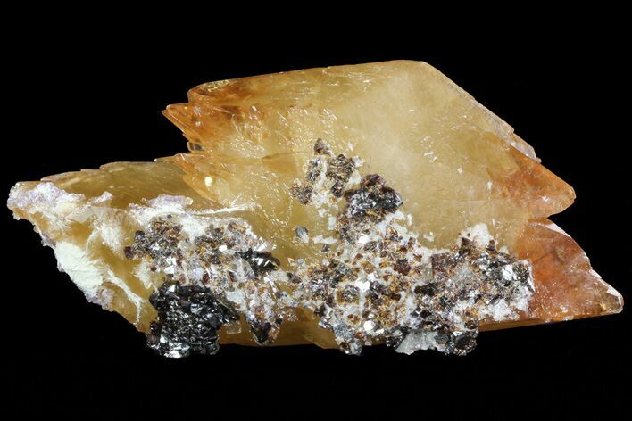 Golden, Twinned Calcite Crystals With Sphalerite - Elmwood Mine #71920